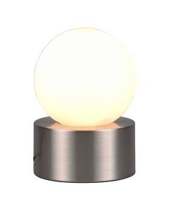 Lampada da tavolo moderna in nichel, Mirjam, con interruttore