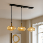 Lampada a sospensione ambrata retrò, Charlois