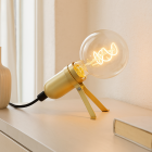 Lampada da tavolo dorata metallo, Gidon, con interruttore