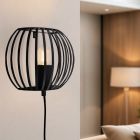 Applique da parete nera industriale, Lieve, con interruttore