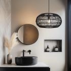 Lampada a sospensione per bagno in rattan nera, Emilio, IP44
