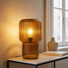 Lampada da tavolo marrone design, Chelsea, con interruttore