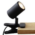 Faretto con pinza nero moderno, Elena, con interruttore