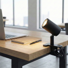 Faretto con pinza nero moderno, Elena, con interruttore