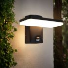 Applique da esterno con sensore di movimento nera moderna, Loris, 12W, 2700K LED, IP44