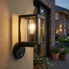 Applique da esterno con sensore di movimento nera moderna, Amalie, IP54