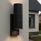 Applique da esterno con sensore crepuscolare nera moderna, Pedro, IP44