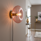 Applique da parete rosa retrò, Diane, con interruttore