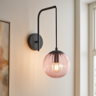 Applique da parete rosa retrò, Rifka, con interruttore