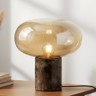 Lampada da tavolo in marmo ambrata, Alan, con interruttore