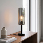 Lampada da tavolo grigia moderna, Gaya, con interruttore