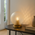 Lampada da tavolo trasparente retrò, Johnson, con interruttore