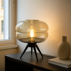 Lampada da tavolo ambrata retrò, Sean, con interruttore