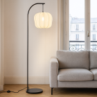 Lampada da terra crema moderna, Deborah, con interruttore