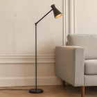 Lampada da terra nera moderna, Steve, con interruttore