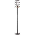 Lampada da terra in legno nera, Taede, con interruttore