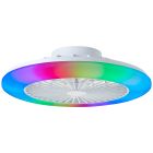 Ventilatore da soffitto bianco moderno, Sofieke, 40W, RGBW LED, con telecomando