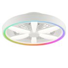 Ventilatore da soffitto bianco in plastica, Roos, 48W, RGBW LED, con telecomando