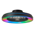 Ventilatore da soffitto nero moderno, Yasir, 40W, RGBW LED, con telecomando