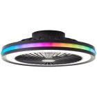 Ventilatore da soffitto nero moderno, Stefanus, 40W, RGBW LED, con telecomando
