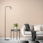 Lampada da terra grigia moderna, Serkan, con interruttore