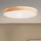 Plafoniera legno moderna, Asude, 60W, bianco regolabile tra caldo e freddo LED, con telecomando