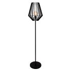 Lampada da terra nera industriale, Annabel, con interruttore