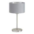 Lampada da tavolo grigia in tessuto, Terme, con interruttore