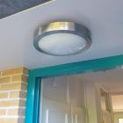 Applique da esterno con sensore crepuscolare argenta in vetro, Bob, IP44