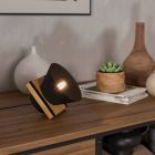 Lampada da tavolo nera in legno, Juanita, con interruttore