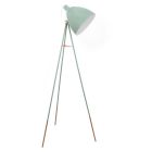 Lampada da terra treppiede verde metallo, Jezebel, con interruttore a strappo