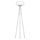 Lampada da terra treppiede in nichel in vetro, Skyler, con interruttore