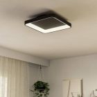 Lampada da soffitto nera in plastica, Shauni, 12W, bianco regolabile tra caldo e freddo LED, con telecomando