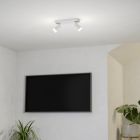 Plafoniera smart bianca in alluminio, Mayke, 3,7W, RGBW LED, con telecomando