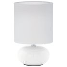 Lampada da tavolo bianca in tessuto, Matthew, con interruttore