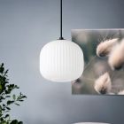 Lampada a sospensione bianca in vetro, Elvera