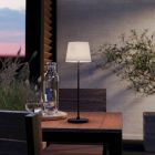 Lampada da tavolo beige in tessuto, Latif, 2W, white switch LED, controllo touch