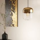 Lampada a sospensione dorata in vetro, Jeanny