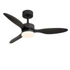 Ventilatore da soffitto nero metallo, Herre, 20W, bianco regolabile tra caldo e freddo LED, con telecomando