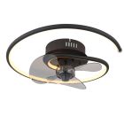 Ventilatore da soffitto nero metallo, Lein, 30W, bianco regolabile tra caldo e freddo LED, con telecomando