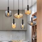 Lampada a sospensione per tavolo da pranzo nera in vetro, Marjolein