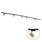 3M sistema di illuminazione a binario monofasico ottone + 5 Elena faretti a binario