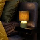 Lampada da tavolo vintage verde, Woolly, con interruttore