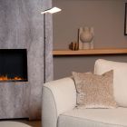 Piantana da lettura da terra moderna nera, Aaron, 12W, 2700K LED, controllo touch