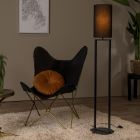 Lampada da terra rustica nera, Herman, con interruttore