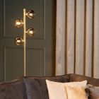 Lampada da terra retrò dorata, Tycho, con interruttore