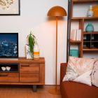 Lampada da terra moderna gialla, Siemon, con interruttore