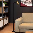 Lampada da terra moderna nera, Sybil, con interruttore