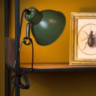 Lampada con morsetto retrò verde, Moys, con interruttore