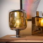 Lampada da tavolo moderna cromata, Eryn, con interruttore